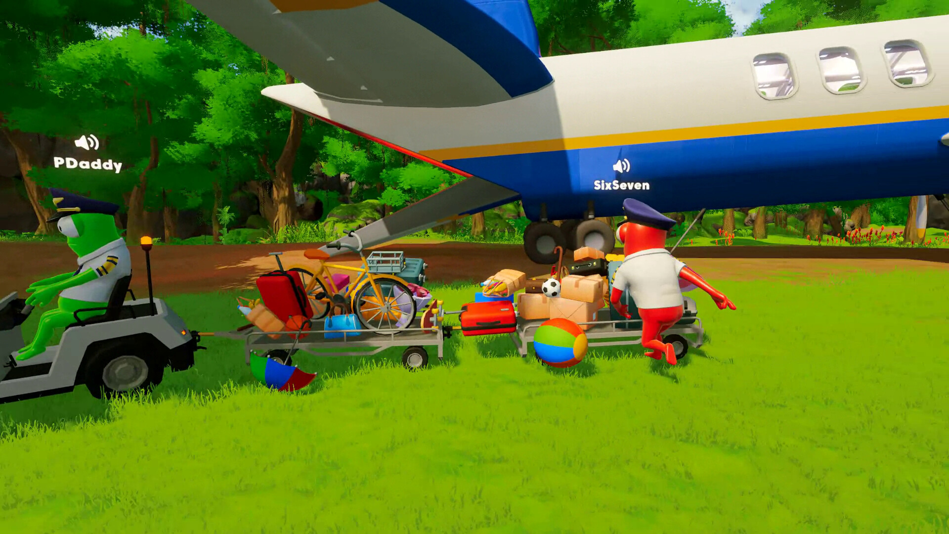 Dear Passengers crew loading unusual cargo beside the plane